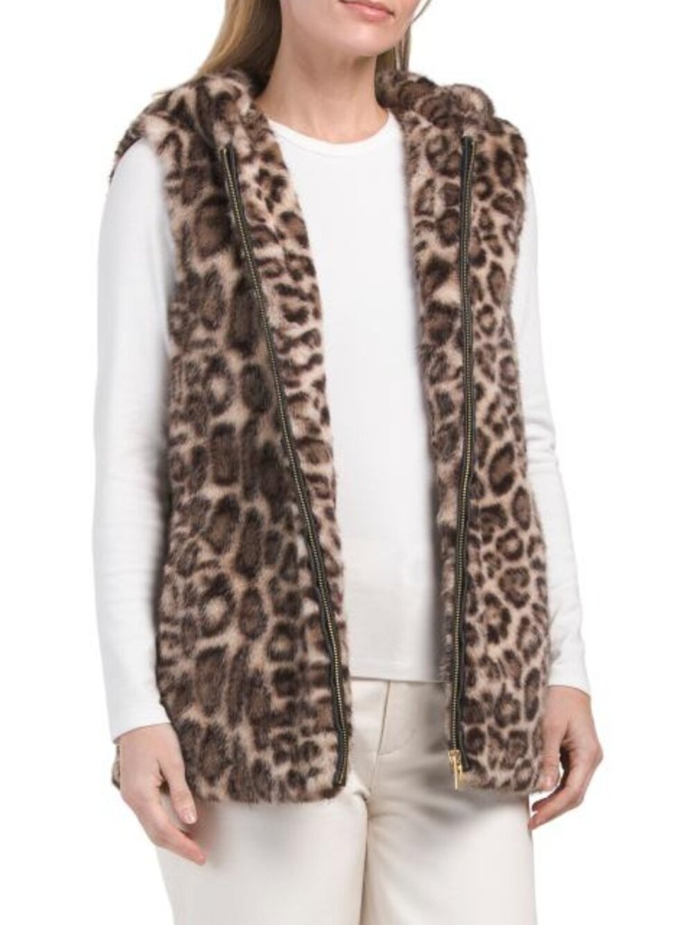 VIA SPIGA Faux Fur Hooded Vest
